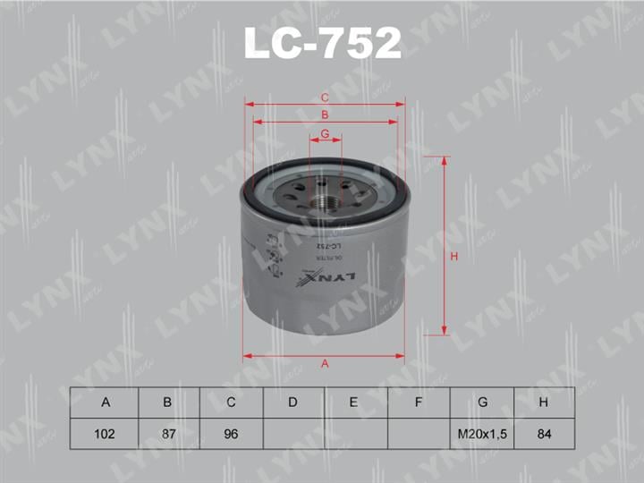 LYNXauto LC-752 Масляный фильтр LC752: Отличная цена - Купить в Польше на 2407.PL!