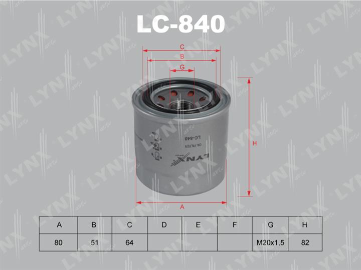 LYNXauto LC-840 Масляный фильтр LC840: Отличная цена - Купить в Польше на 2407.PL!