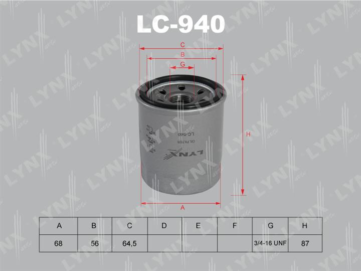 LYNXauto LC-940 Масляный фильтр LC940: Отличная цена - Купить в Польше на 2407.PL!