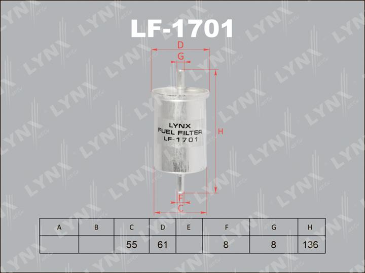 LYNXauto LF-1701 Фільтр палива LF1701: Приваблива ціна - Купити у Польщі на 2407.PL!