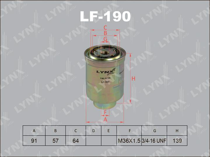 LYNXauto LF-190 Фільтр палива LF190: Приваблива ціна - Купити у Польщі на 2407.PL!