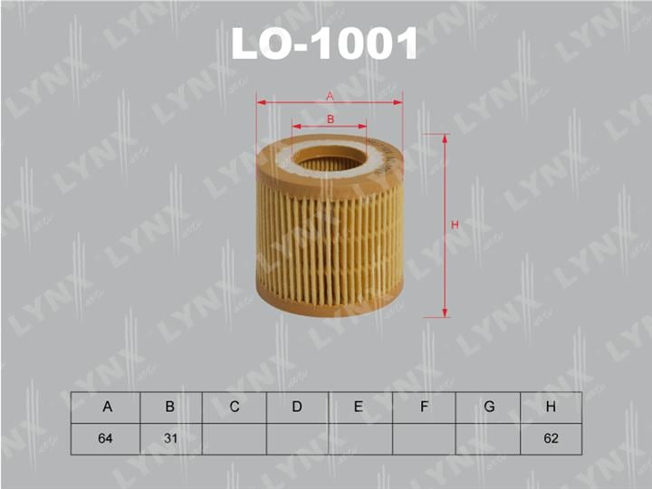 LYNXauto LO-1001 Oil Filter LO1001: Buy near me in Poland at 2407.PL - Good price!