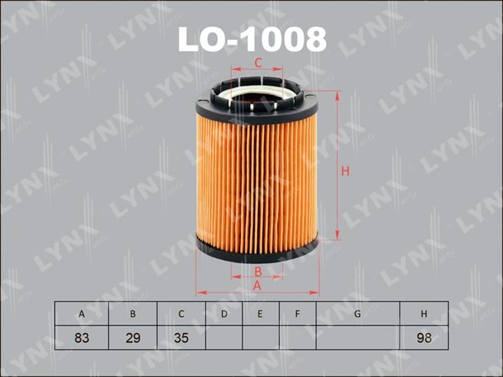 LYNXauto LO-1008 Oil Filter LO1008: Buy near me in Poland at 2407.PL - Good price!