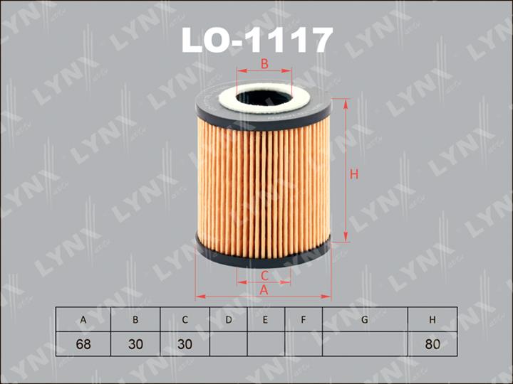 LYNXauto LO-1117 Фільтр масляний LO1117: Приваблива ціна - Купити у Польщі на 2407.PL!