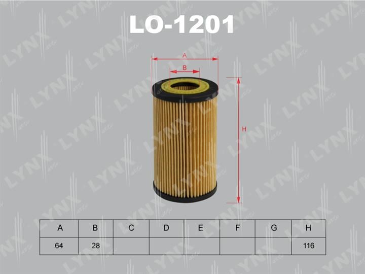 LYNXauto LO-1201 Фільтр масляний LO1201: Приваблива ціна - Купити у Польщі на 2407.PL!