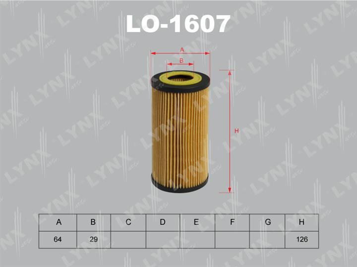 LYNXauto LO-1607 Oil Filter LO1607: Buy near me in Poland at 2407.PL - Good price!