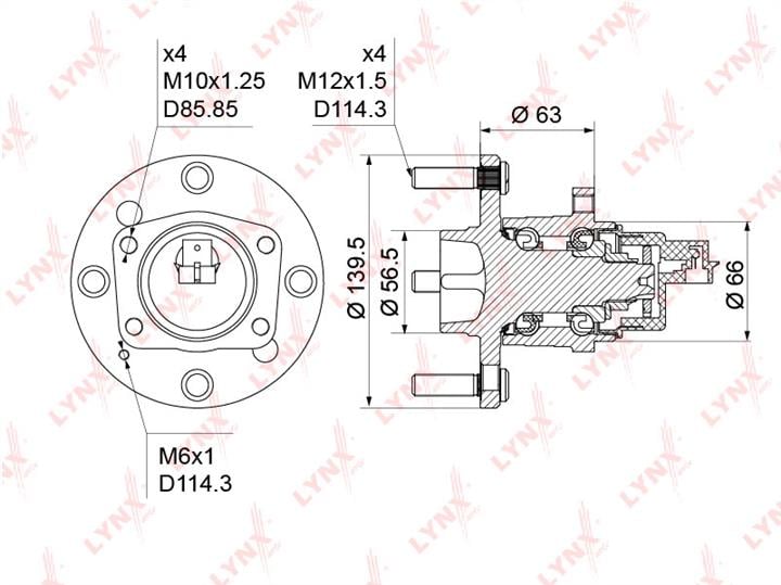 LYNXauto WH-1187 Wheel hub with rear bearing WH1187: Buy near me in Poland at 2407.PL - Good price!