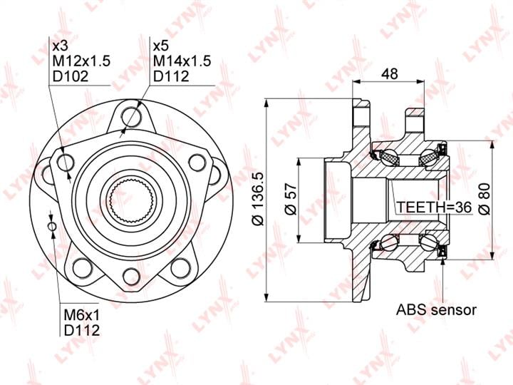 LYNXauto WH-1119 Wheel hub with front bearing WH1119: Buy near me in Poland at 2407.PL - Good price!