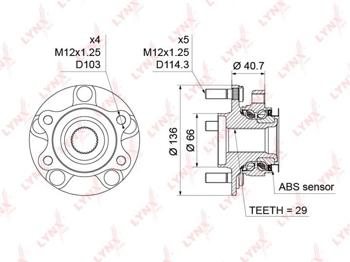 LYNXauto WH-1196 Wheel hub with front bearing WH1196: Buy near me in Poland at 2407.PL - Good price!