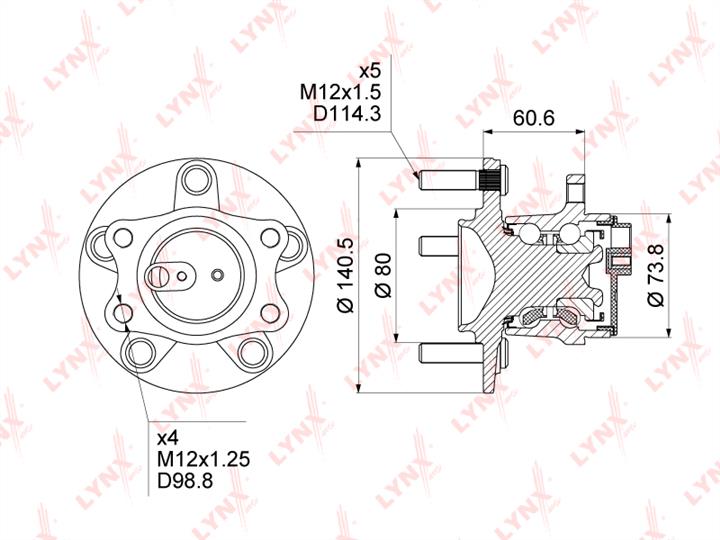 LYNXauto WH-1026 Wheel hub with rear bearing WH1026: Buy near me in Poland at 2407.PL - Good price!