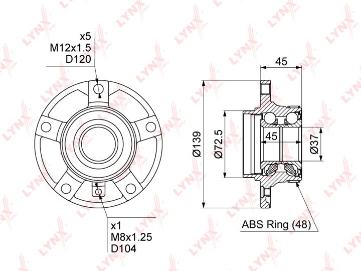 LYNXauto WH-1071 Wheel hub with front bearing WH1071: Buy near me in Poland at 2407.PL - Good price!
