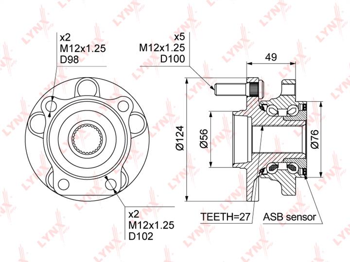 LYNXauto WH-1169 Wheel hub with front bearing WH1169: Buy near me in Poland at 2407.PL - Good price!
