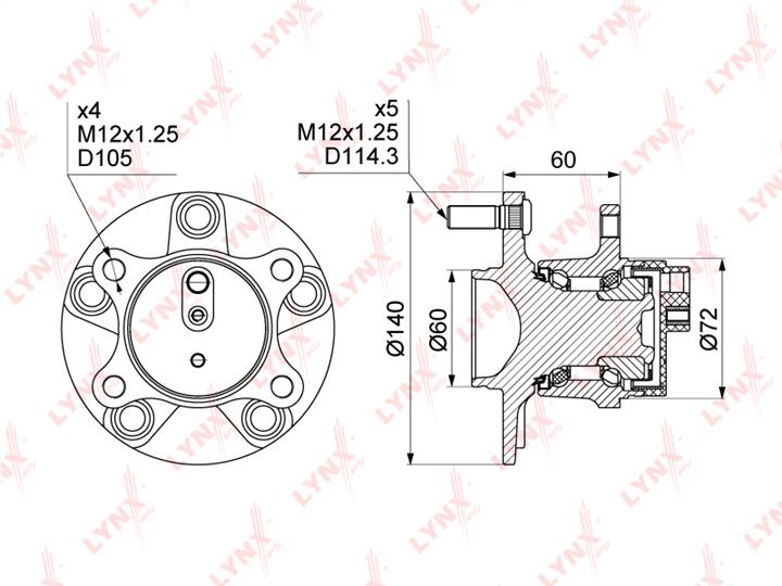 LYNXauto WH-1099 Wheel hub with rear bearing WH1099: Buy near me at 2407.PL in Poland at an Affordable price!