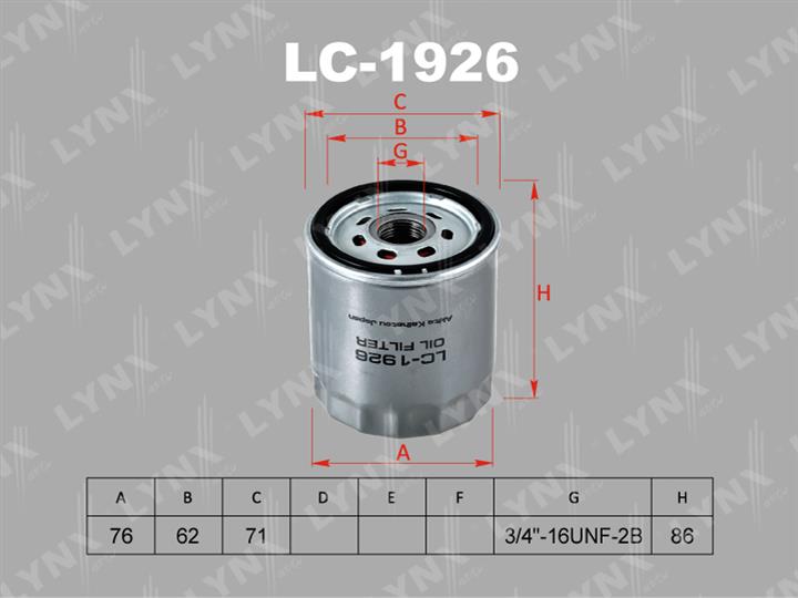 LYNXauto LC-1926 Oil Filter LC1926: Buy near me in Poland at 2407.PL - Good price!