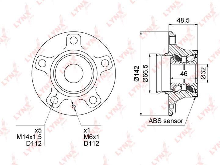 LYNXauto WH-1004 Wheel hub with rear bearing WH1004: Buy near me in Poland at 2407.PL - Good price!