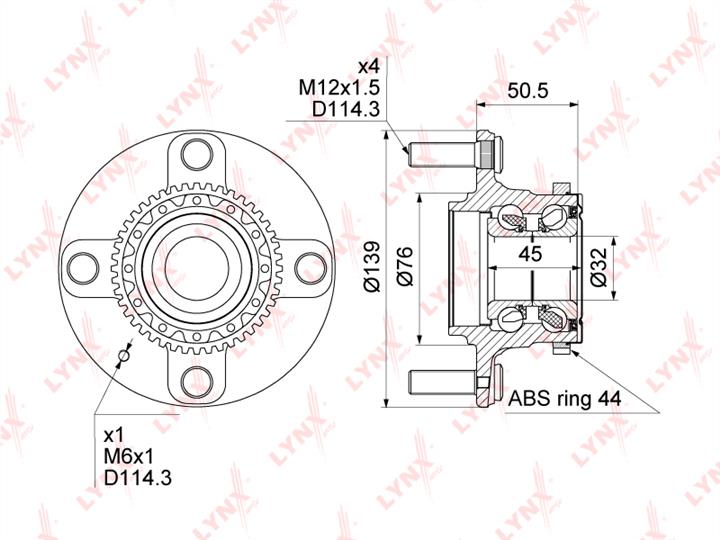 LYNXauto WH-1199 Wheel hub with rear bearing WH1199: Buy near me in Poland at 2407.PL - Good price!