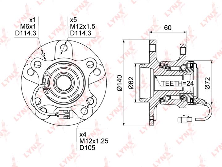 LYNXauto WH-1022 Wheel hub with rear bearing WH1022: Buy near me in Poland at 2407.PL - Good price!