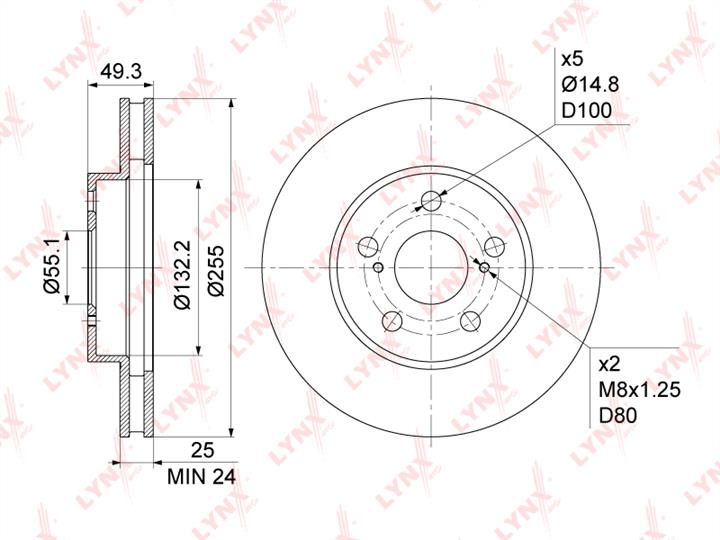 LYNXauto BN-1174 Диск гальмівний передній вентильований BN1174: Приваблива ціна - Купити у Польщі на 2407.PL!
