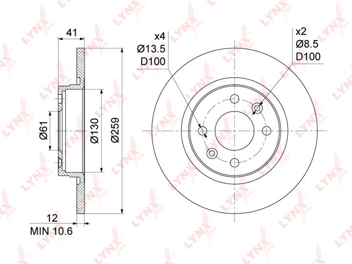 LYNXauto BN-1123 Unventilated front brake disc BN1123: Buy near me in Poland at 2407.PL - Good price!