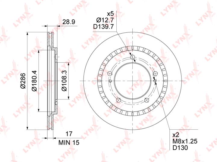 LYNXauto BN-1928 Диск гальмівний передній вентильований BN1928: Приваблива ціна - Купити у Польщі на 2407.PL!