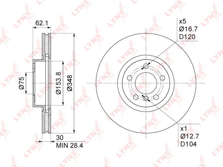 LYNXauto BN-1008 Диск гальмівний передній вентильований BN1008: Приваблива ціна - Купити у Польщі на 2407.PL!