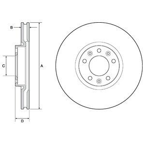 Delphi BG4696C Front brake disc ventilated BG4696C: Buy near me at 2407.PL in Poland at an Affordable price!