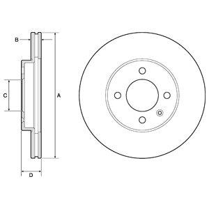 Delphi BG2455C Front brake disc ventilated BG2455C: Buy near me in Poland at 2407.PL - Good price!