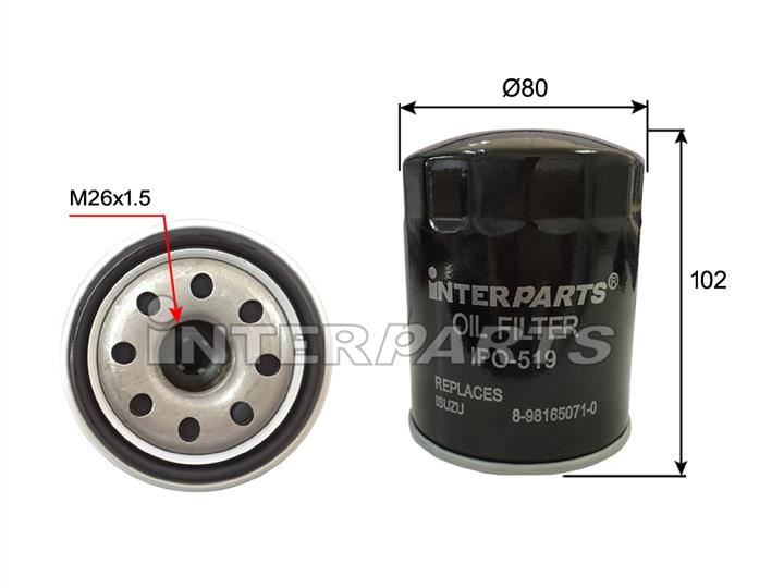 Interparts filter IPO-519 Oil Filter IPO519: Buy near me at 2407.PL in Poland at an Affordable price!