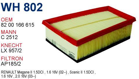 Wunder WH802 Air filter WH802: Buy near me in Poland at 2407.PL - Good price!