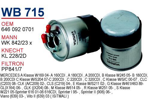Wunder WB715 Fuel filter WB715: Buy near me in Poland at 2407.PL - Good price!