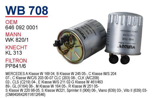 Wunder WB708 Топливный фильтр WB708: Отличная цена - Купить в Польше на 2407.PL!
