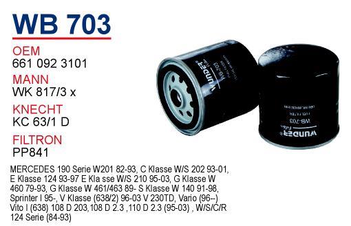 Wunder WB703 Kraftstofffilter WB703: Kaufen Sie zu einem guten Preis in Polen bei 2407.PL!