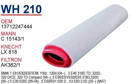 Wunder WH210 Air filter WH210: Buy near me in Poland at 2407.PL - Good price!