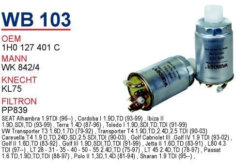 Wunder WB-103 Топливный фильтр WB103: Купить в Польше - Отличная цена на 2407.PL!