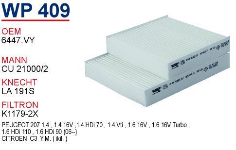Wunder WP-409 Filter, interior air WP409: Buy near me in Poland at 2407.PL - Good price!