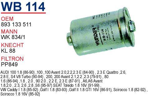 Wunder WB-114 Топливный фильтр WB114: Отличная цена - Купить в Польше на 2407.PL!
