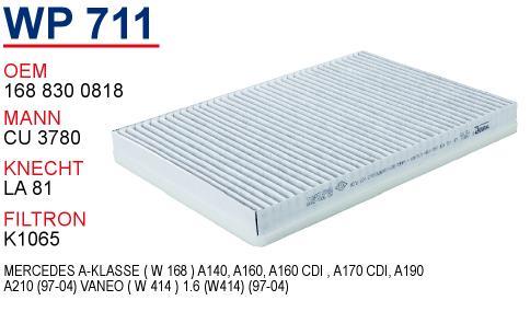 Wunder WP-711 Filter, interior air WP711: Buy near me at 2407.PL in Poland at an Affordable price!