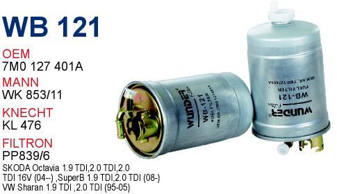 Wunder WB-121 Fuel filter WB121: Buy near me in Poland at 2407.PL - Good price!