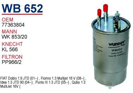 Wunder WB-652 Filtr paliwa WB652: Dobra cena w Polsce na 2407.PL - Kup Teraz!
