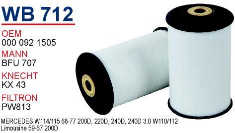 Wunder WB-712 Фільтр палива WB712: Приваблива ціна - Купити у Польщі на 2407.PL!