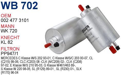 Wunder WB-702 Топливный фильтр WB702: Отличная цена - Купить в Польше на 2407.PL!