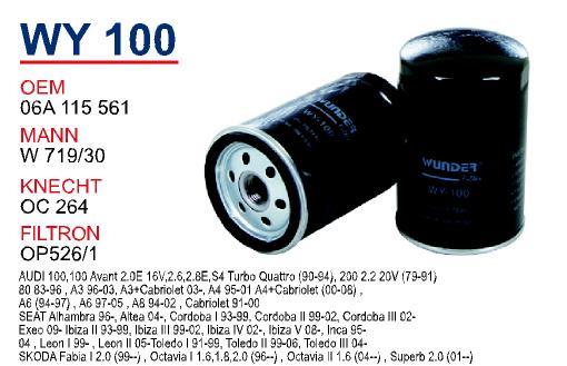 Wunder WY-100 Масляный фильтр WY100: Отличная цена - Купить в Польше на 2407.PL!