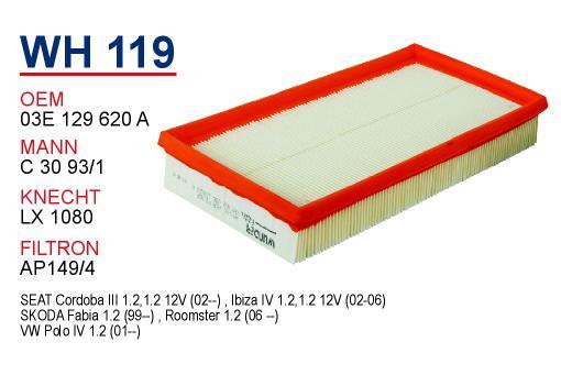 Wunder WH-119 Air filter WH119: Buy near me in Poland at 2407.PL - Good price!