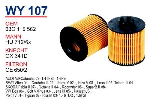 Wunder WY-107 Oil Filter WY107: Buy near me in Poland at 2407.PL - Good price!