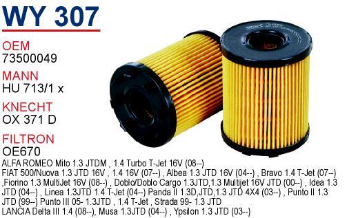 Wunder WY-307 Oil Filter WY307: Buy near me in Poland at 2407.PL - Good price!