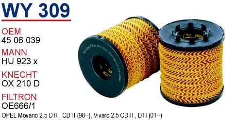 Wunder WY-309 Oil Filter WY309: Buy near me in Poland at 2407.PL - Good price!