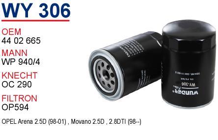 Wunder WY-306 Filtr oleju WY306: Dobra cena w Polsce na 2407.PL - Kup Teraz!