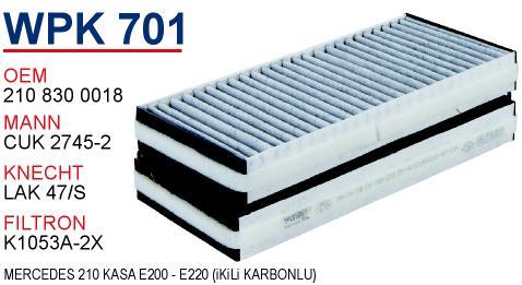 Wunder WPK-701 Фильтр салона с активированным углем WPK701: Отличная цена - Купить в Польше на 2407.PL!