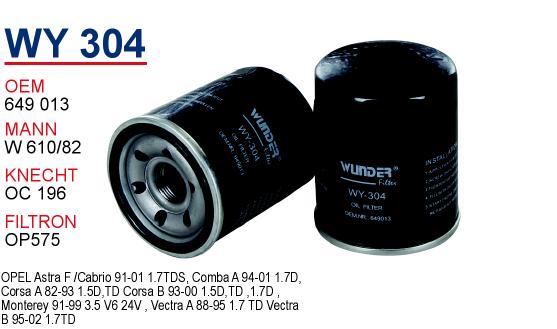 Wunder WY-304 Filtr oleju WY304: Dobra cena w Polsce na 2407.PL - Kup Teraz!