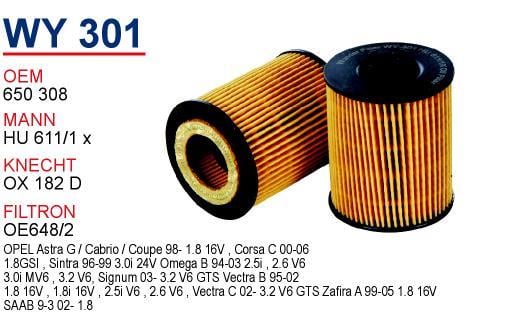 Wunder WY-301 Oil Filter WY301: Buy near me in Poland at 2407.PL - Good price!
